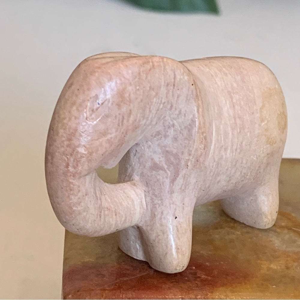 Kisii Soapstone Elephant Figurine Hand Carved Natural Stone Animal Figure 2.2”